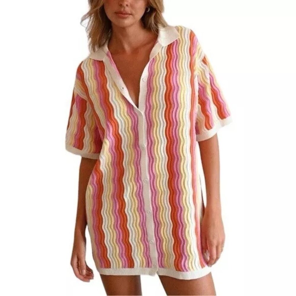 Multicolor Striped Knit Dress